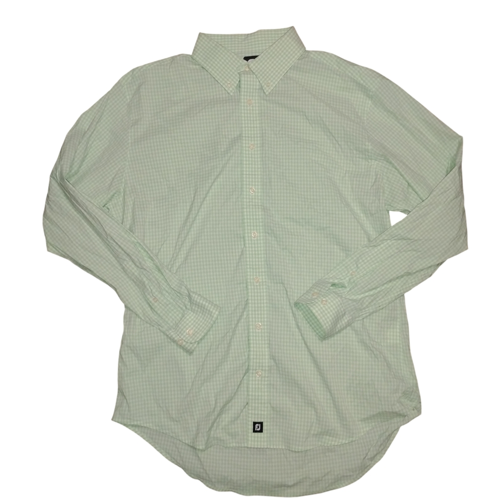 FootJoy Long Sleeve Button-Down Men's Shirt  XL Green White Checkered